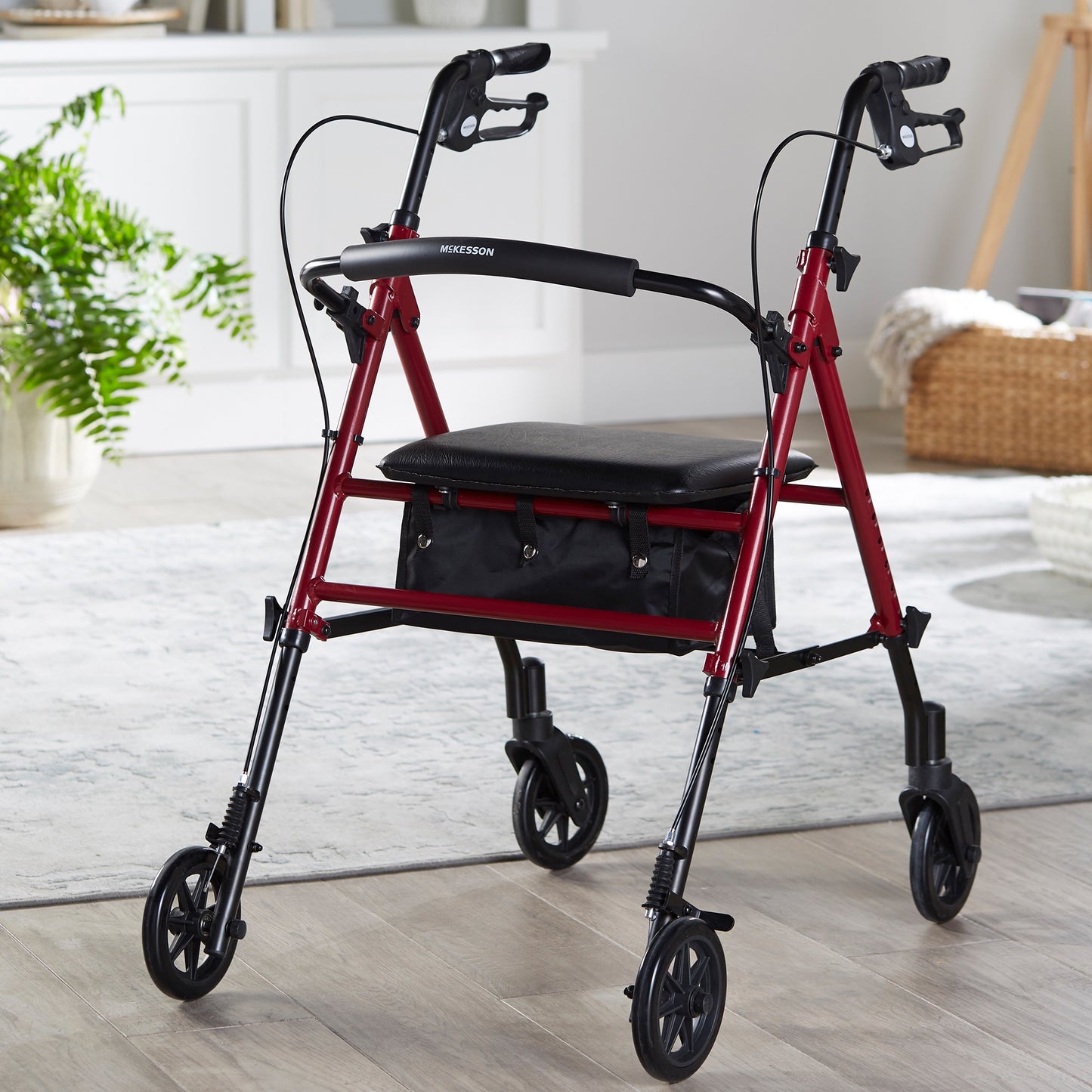 McKesson Four-Wheel Rollator, Red