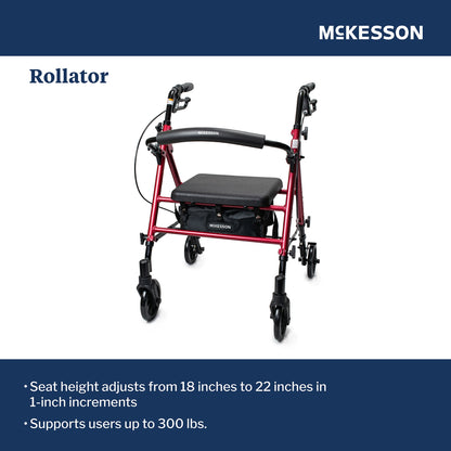 McKesson Four-Wheel Rollator, Red