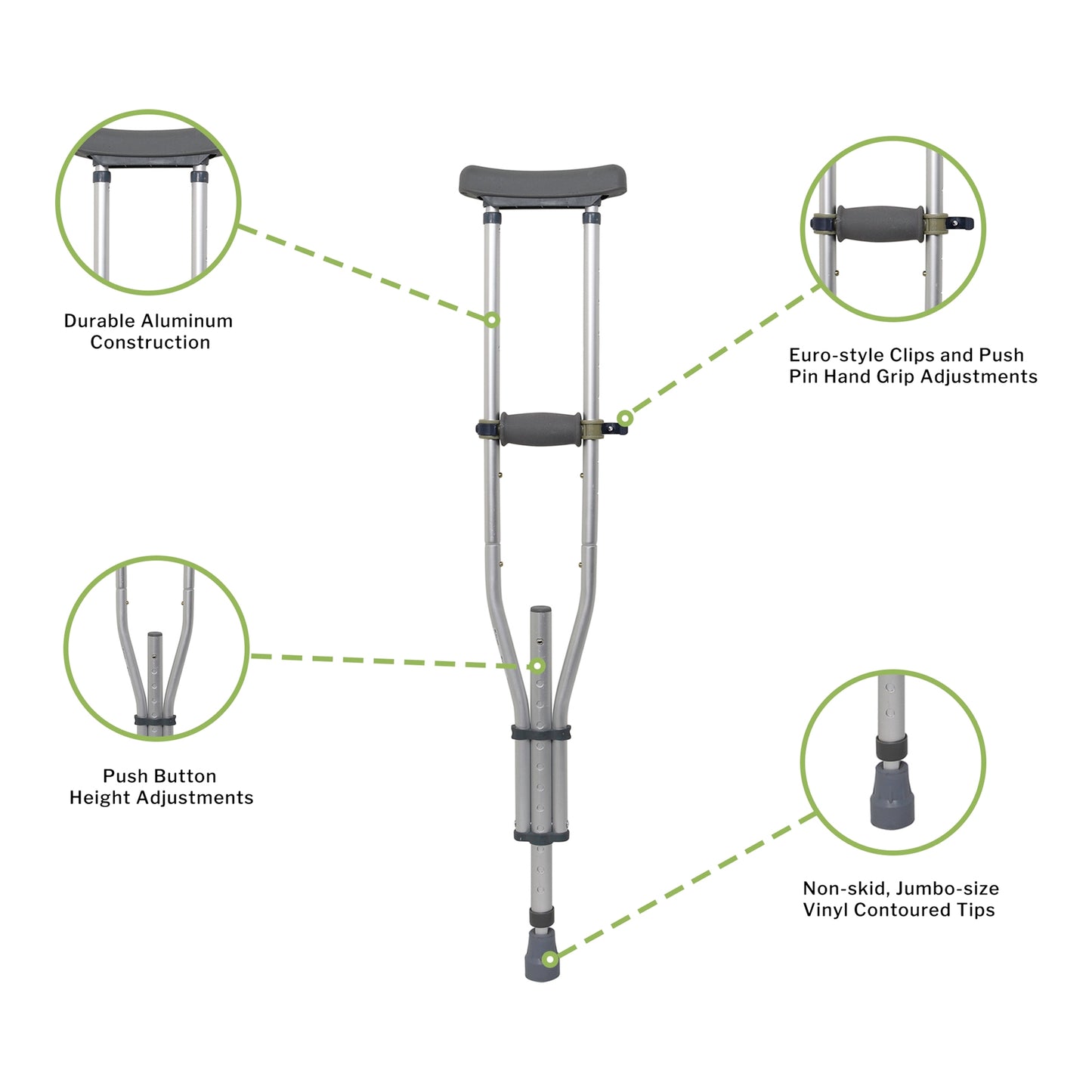 McKesson Underarm Crutches, 4'6" – 6'6"