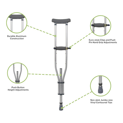 McKesson Underarm Crutches, 4'6" – 6'6"