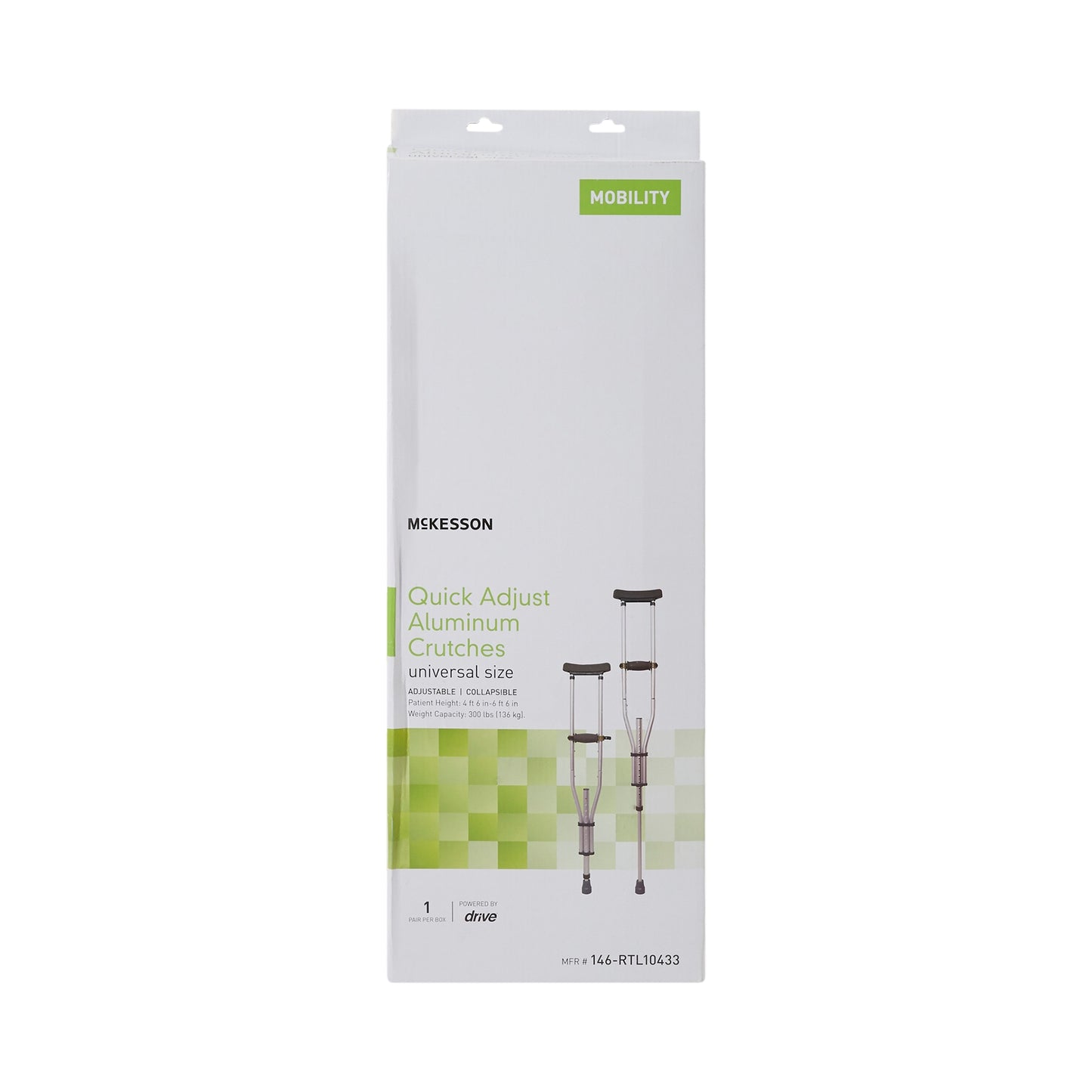 McKesson Underarm Crutches, 4'6" – 6'6"