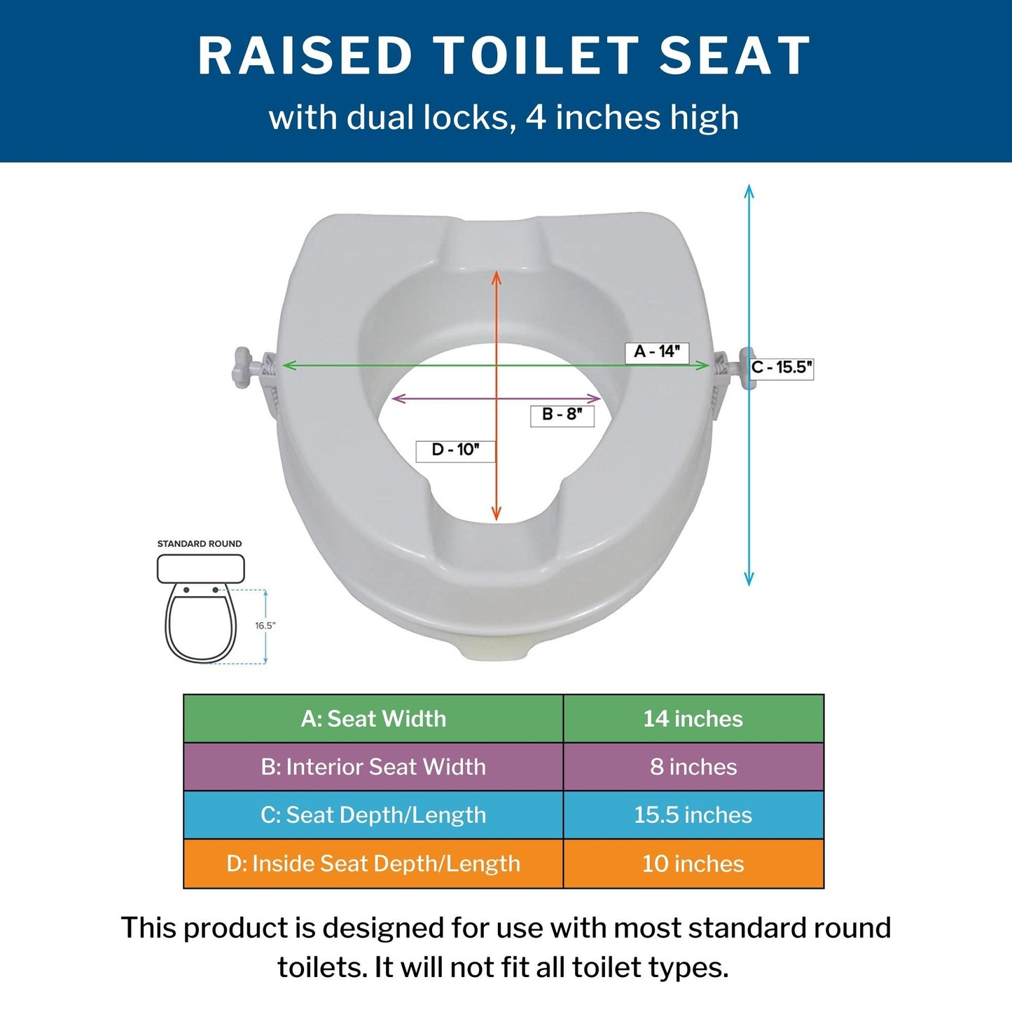 McKesson Raised Toilet Seat, 4-Inch Height
