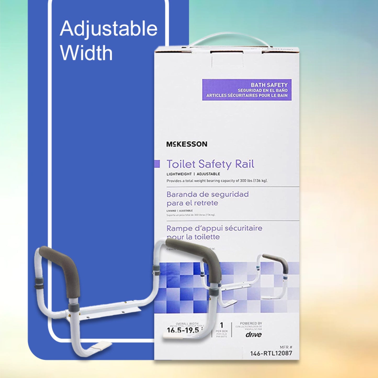 McKesson Toilet Safety Rail, White Steel