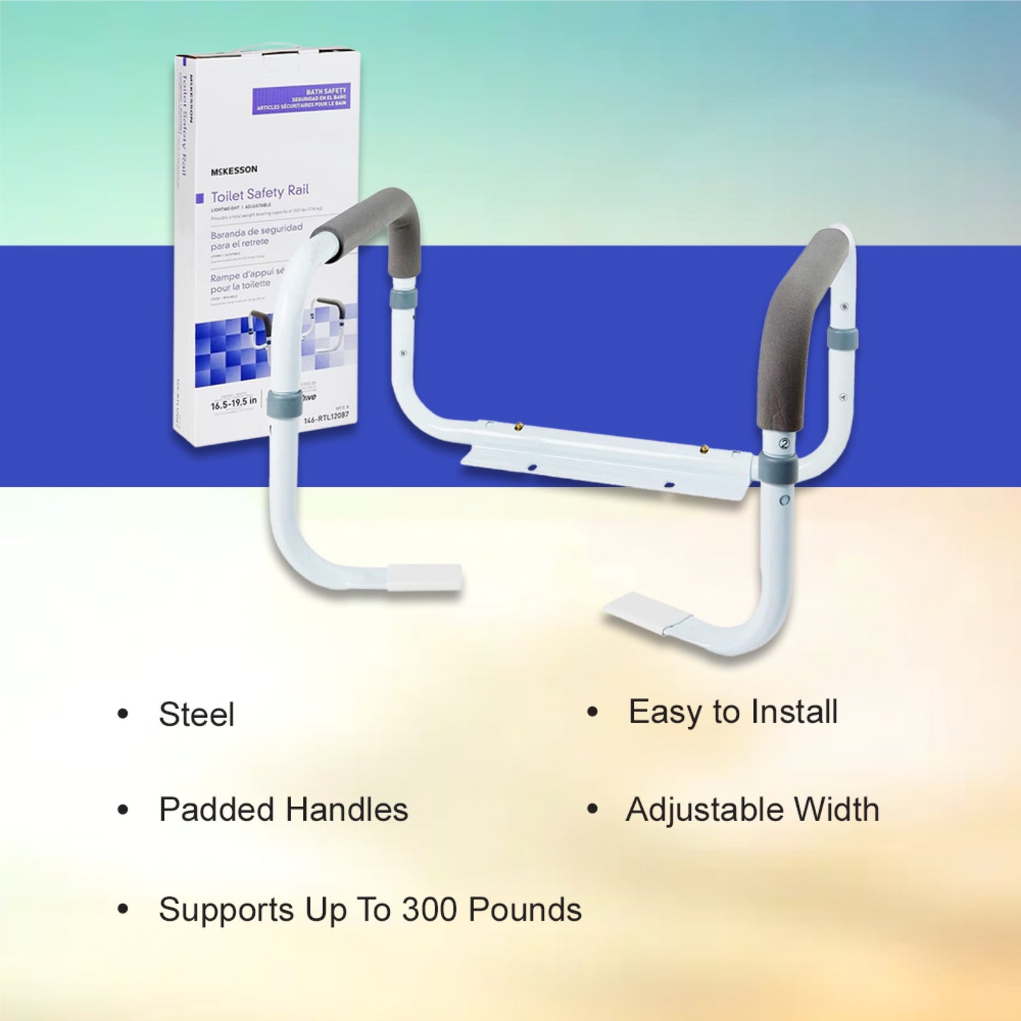 McKesson Toilet Safety Rail, White Steel