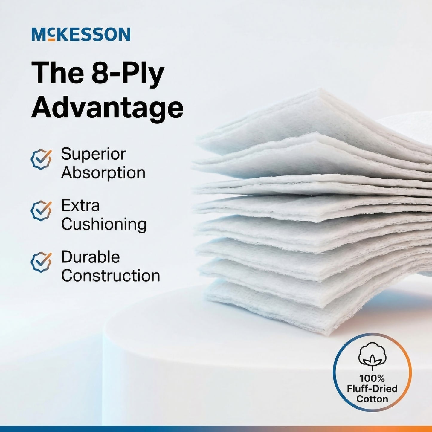 McKesson Fluff Bandage Roll, 4.5 Inch x 4.1 Yard, Cotton