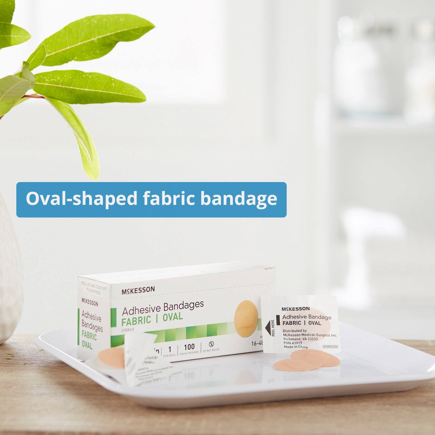 McKesson Oval Tan Adhesive Bandage, 1 x 1-1/4 Inch