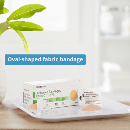 McKesson Oval Tan Adhesive Bandage, 1 x 1-1/4 Inch