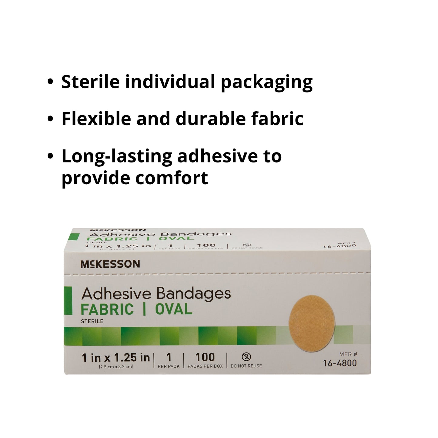 McKesson Oval Tan Adhesive Bandage, 1 x 1-1/4 Inch