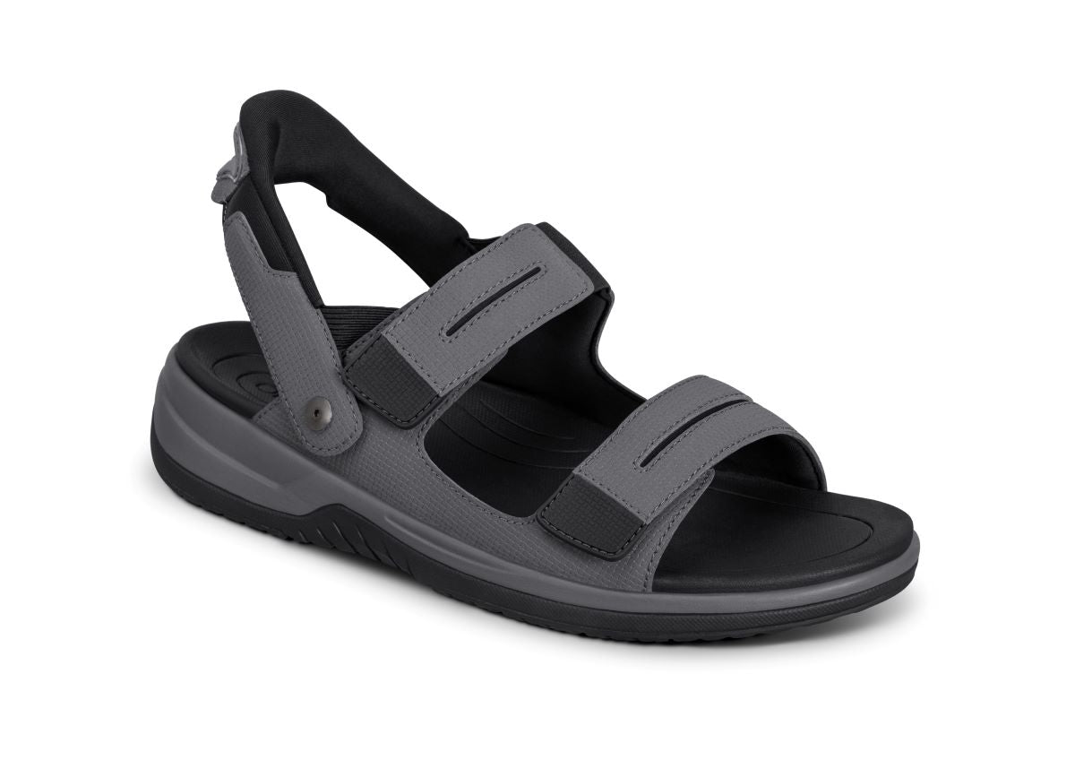 Neptune Men's Hands-Free Sandals, Gray, angle view