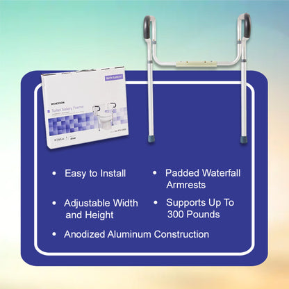 McKesson Toilet Safety Rail, Gray Aluminum