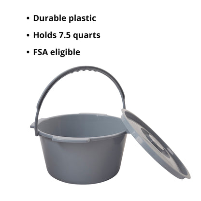 McKesson Commode Bucket With Metal Handle And Cover, 7-1/2 Quart