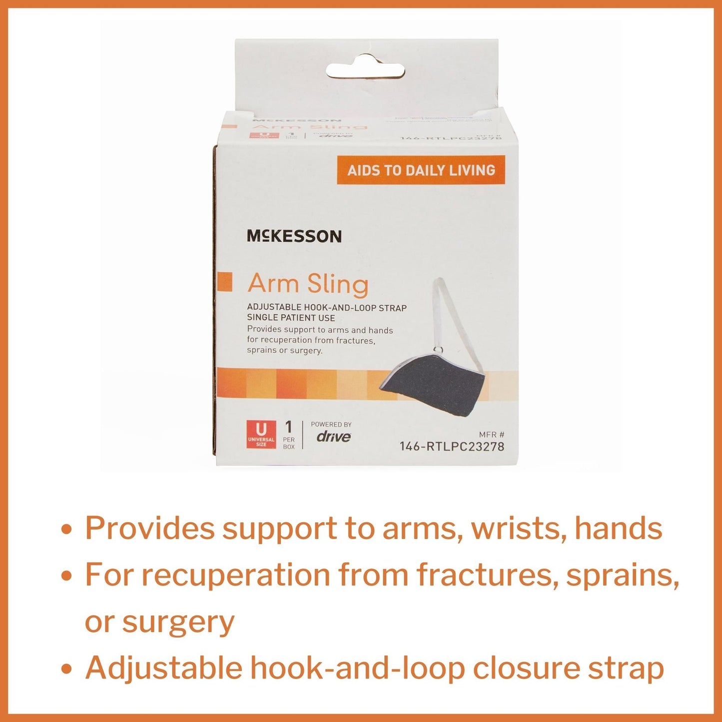 McKesson Universal Blue Cotton / Polyester Arm Sling, One Size Fits Most