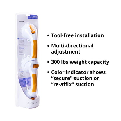 McKesson Rotating Suction-Cup Grab Bar, White/Yellow Plastic