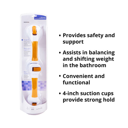 McKesson Rotating Suction-Cup Grab Bar, White/Yellow Plastic