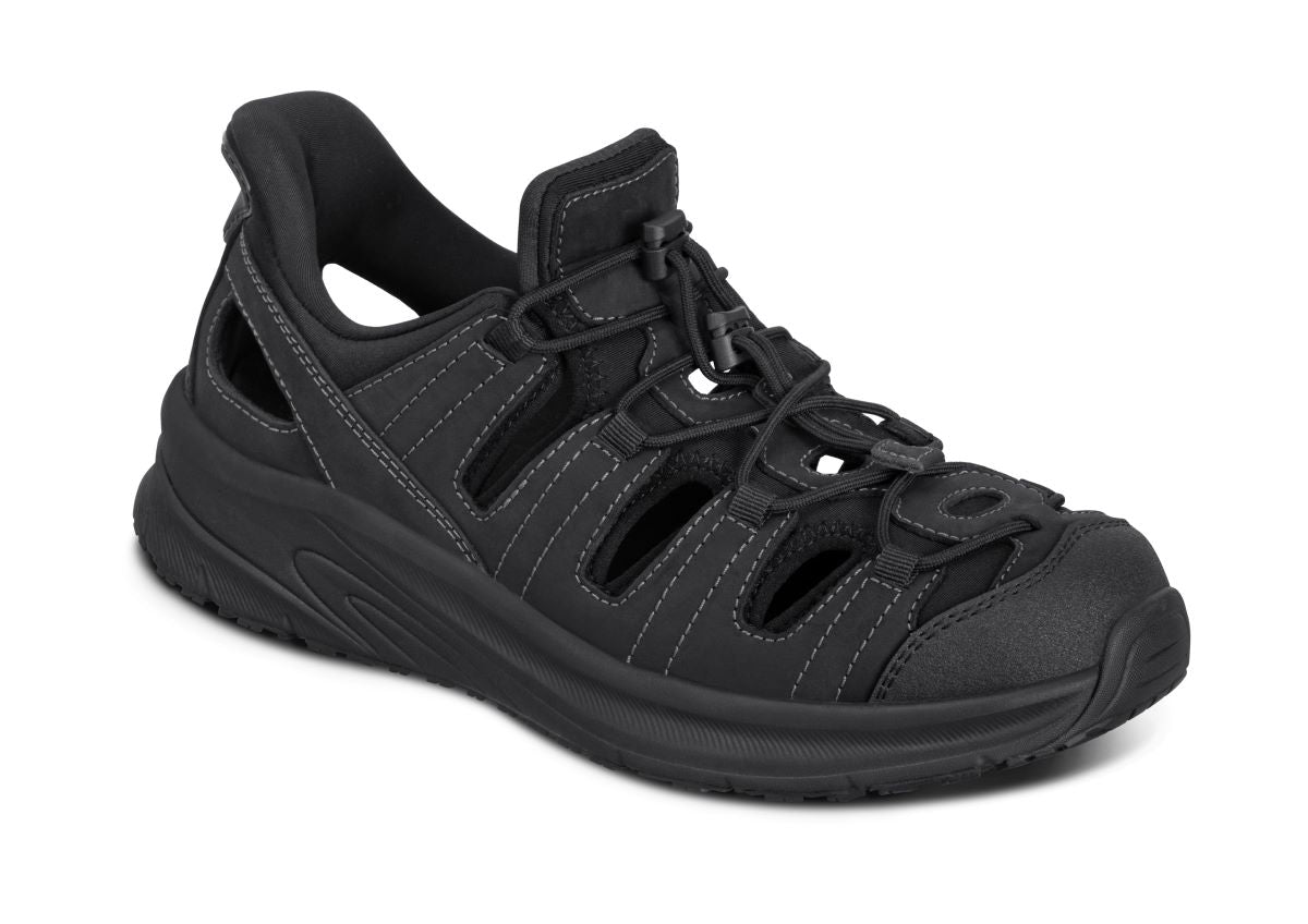 Saturn Men's Hands-Free Sandals, Black, angle view