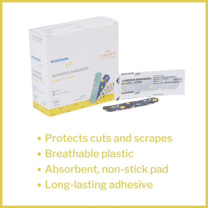 McKesson Kids™ Kid Design (Assorted Prints) Adhesive Strip, 3/4 x 3 Inch