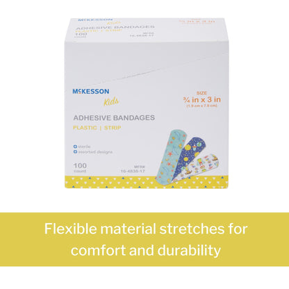 McKesson Kids™ Kid Design (Assorted Prints) Adhesive Strip, 3/4 x 3 Inch