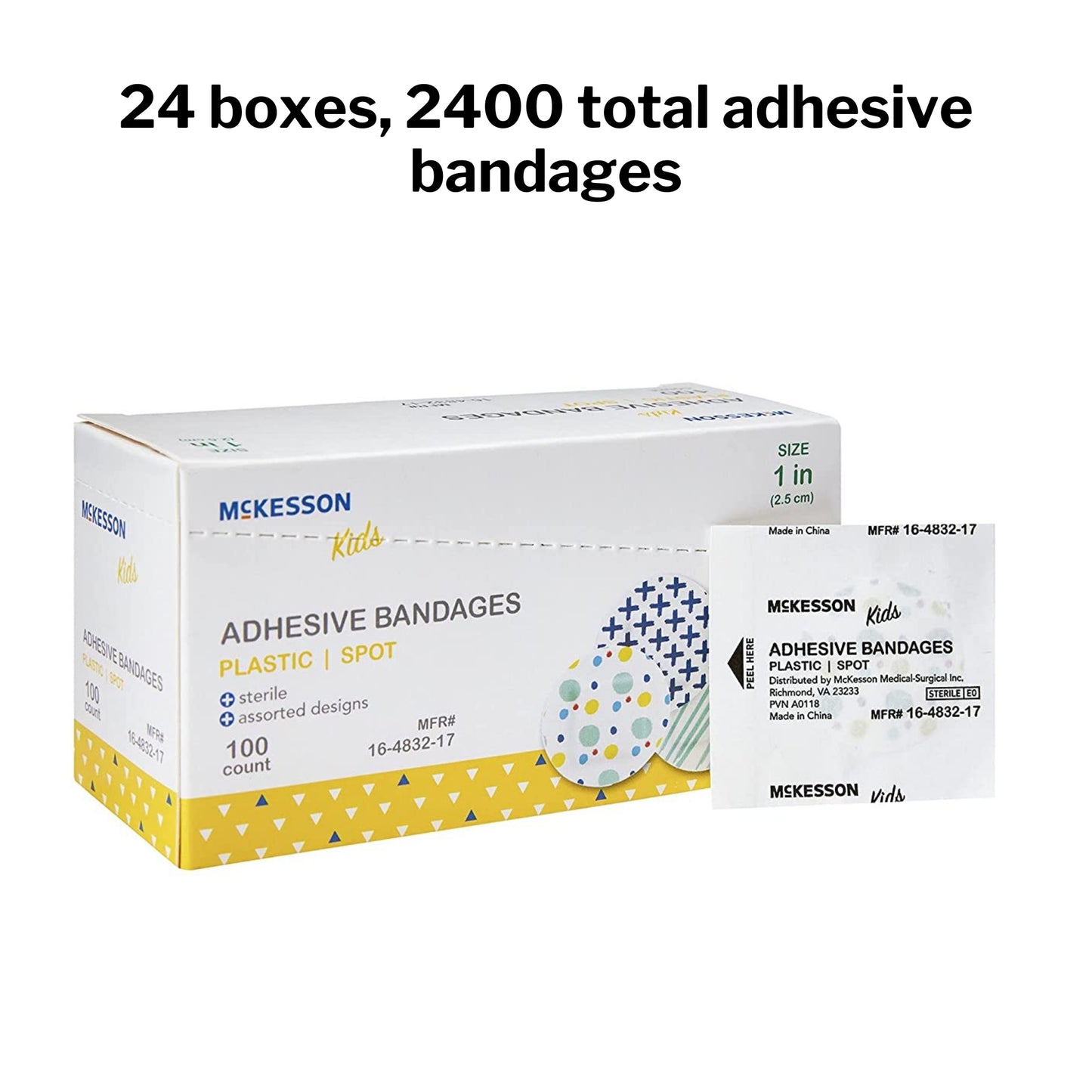 McKesson Kids™ Round Kid Design (Assorted Prints) Adhesive Spot Bandage, 1 Inch