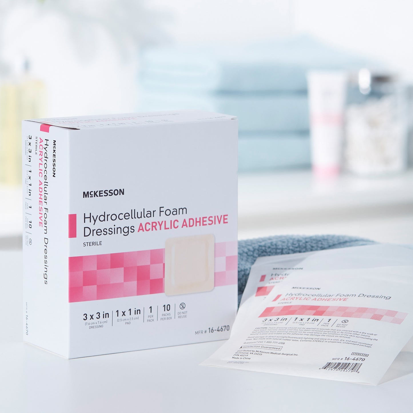 McKesson Adhesive Foam Dressing with Border, 3 x 3 Inch