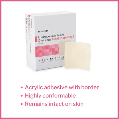McKesson Adhesive Foam Dressing with Border, 3 x 3 Inch