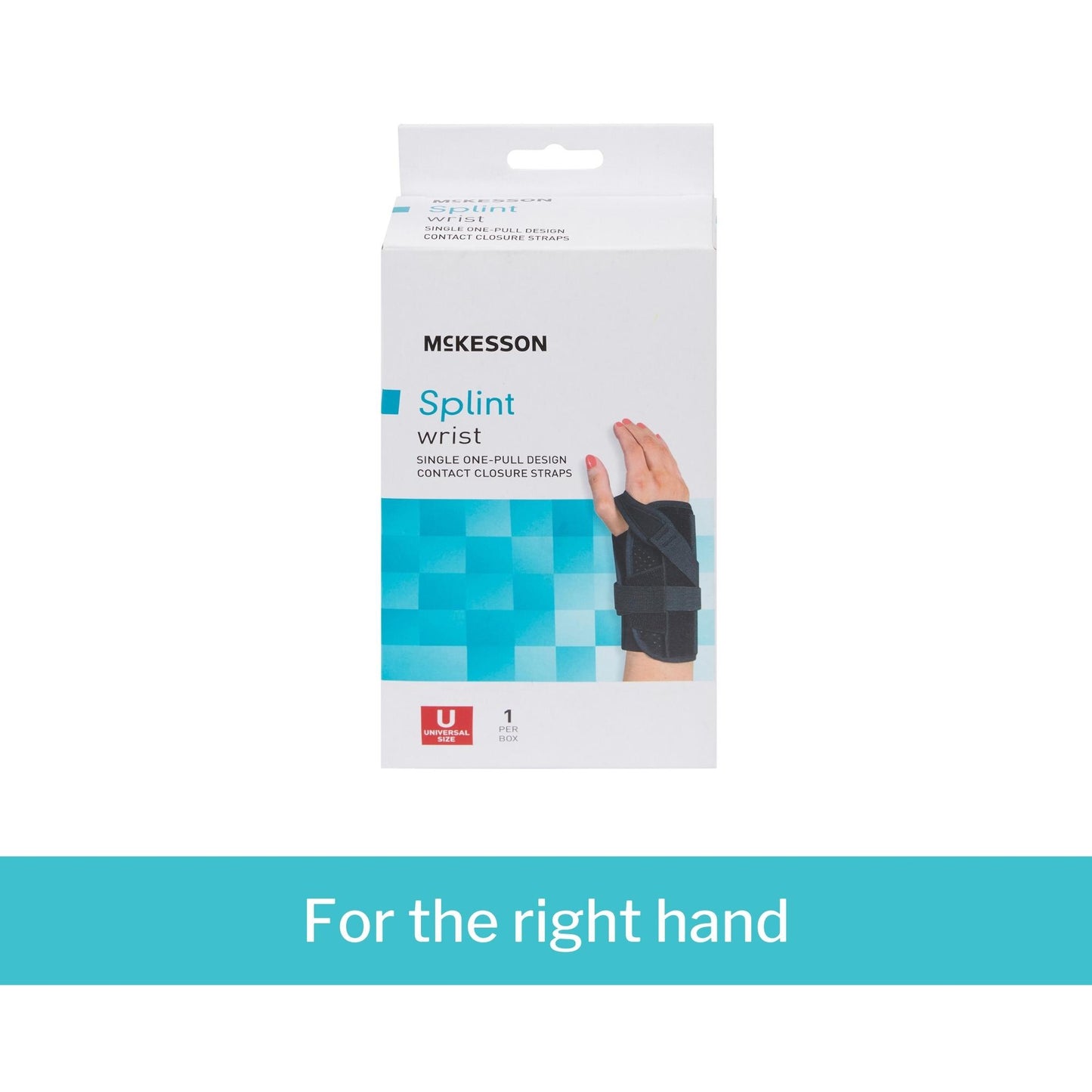 McKesson Right Wrist Splint with Single One-Pull Design, One Size Fits Most