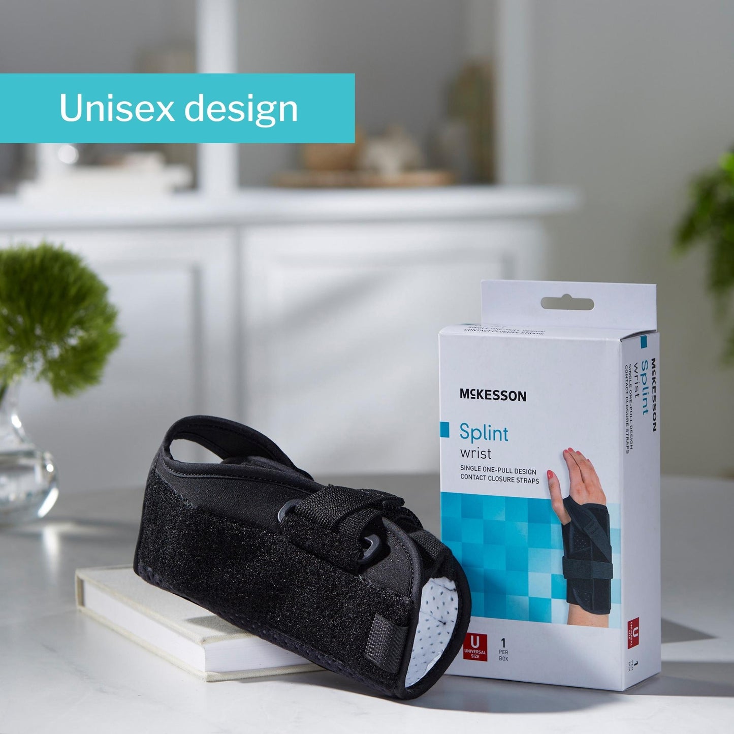 McKesson Right Wrist Splint with Single One-Pull Design, One Size Fits Most