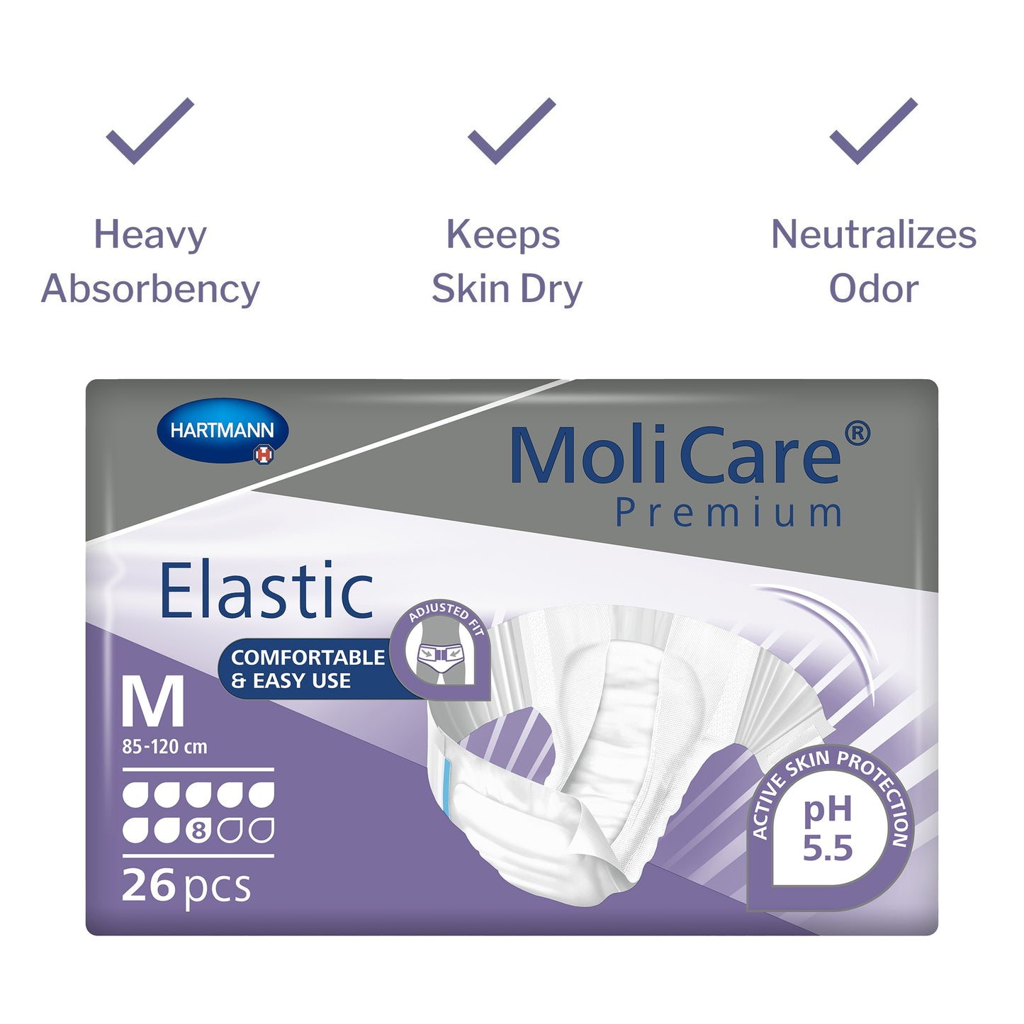MoliCare® Premium Elastic 8 Drop Absorbency Incontinence Briefs