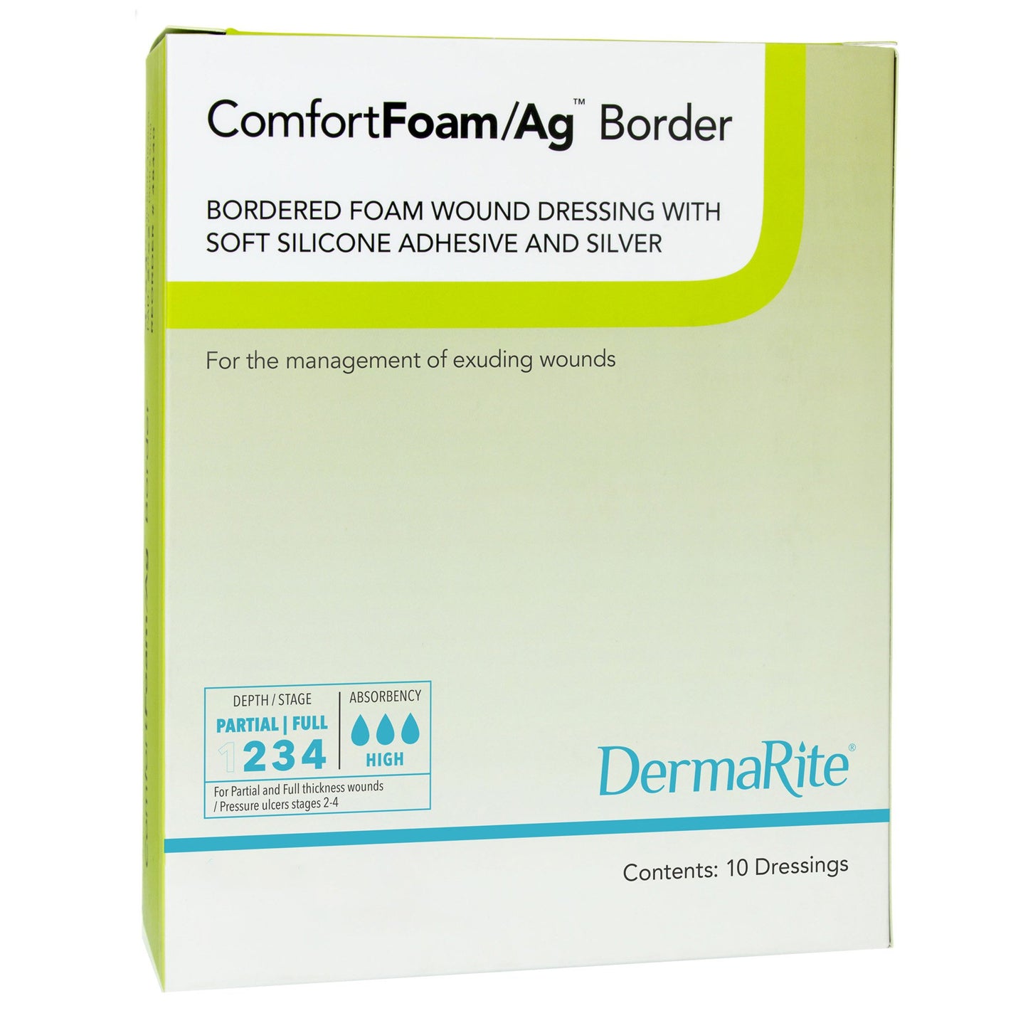 ComfortFoam™/Ag™ Border Silver Foam Dressing, 6 x 6 Inch