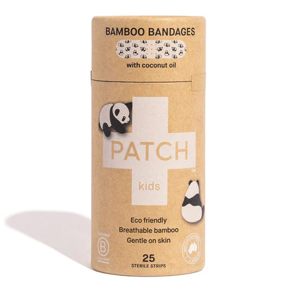 Patch™ Kids (Panda Design) Bamboo Adhesive Strip with Coconut Oil, 3/4 x 3 Inch, 25ct