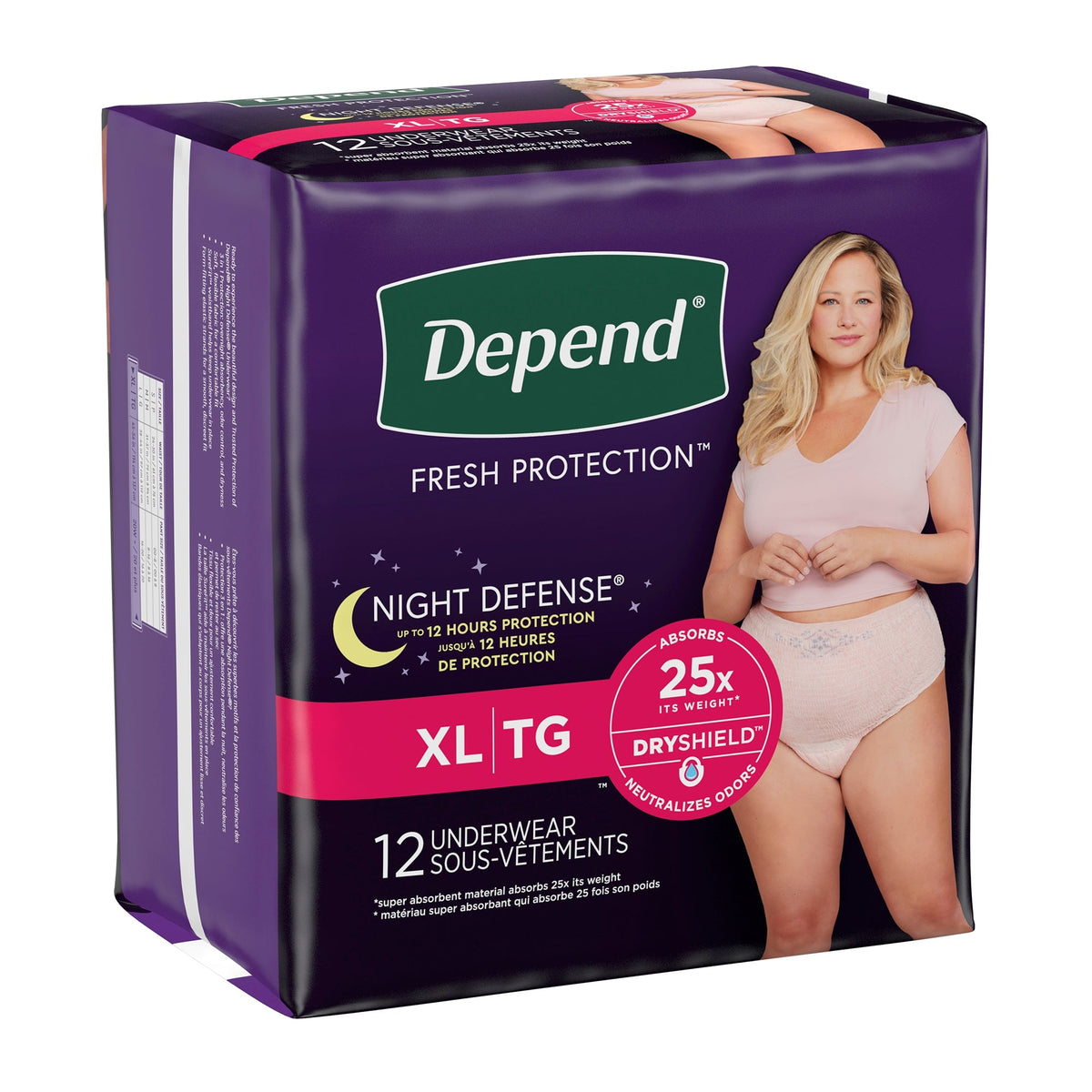 Depend Night Defense Overnight Underwear Blush X-Large 12