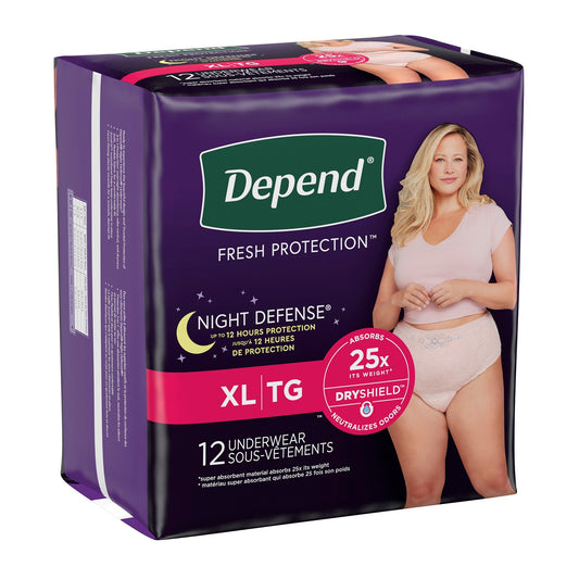 Depend Night Defense Overnight Underwear Blush X-Large 12