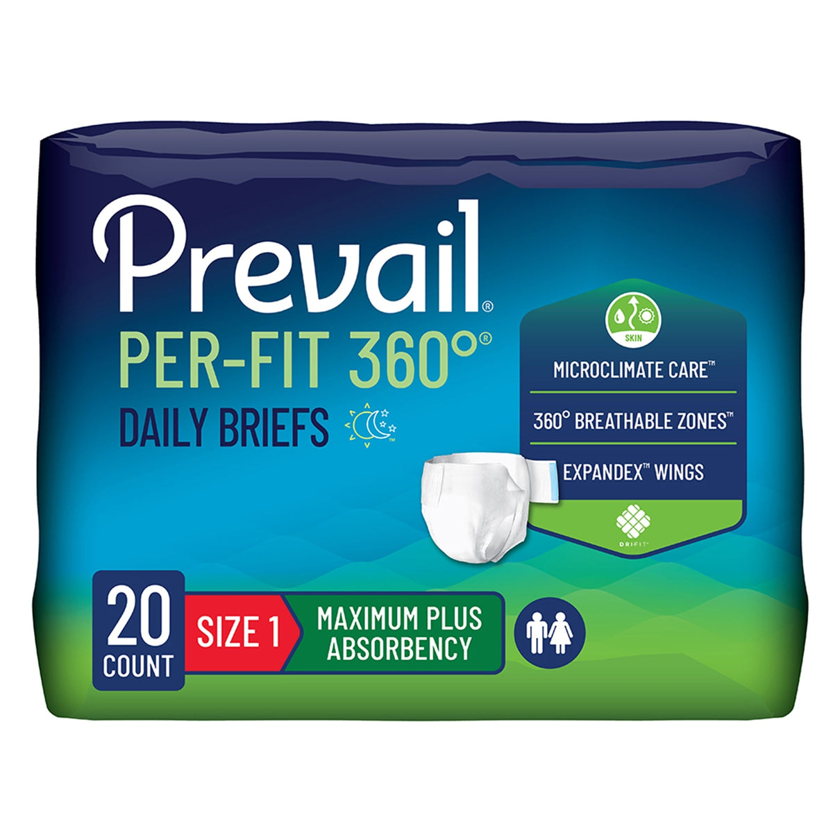 Prevail PerFit 360 Briefs Size 1/Medium - 26" - 48"