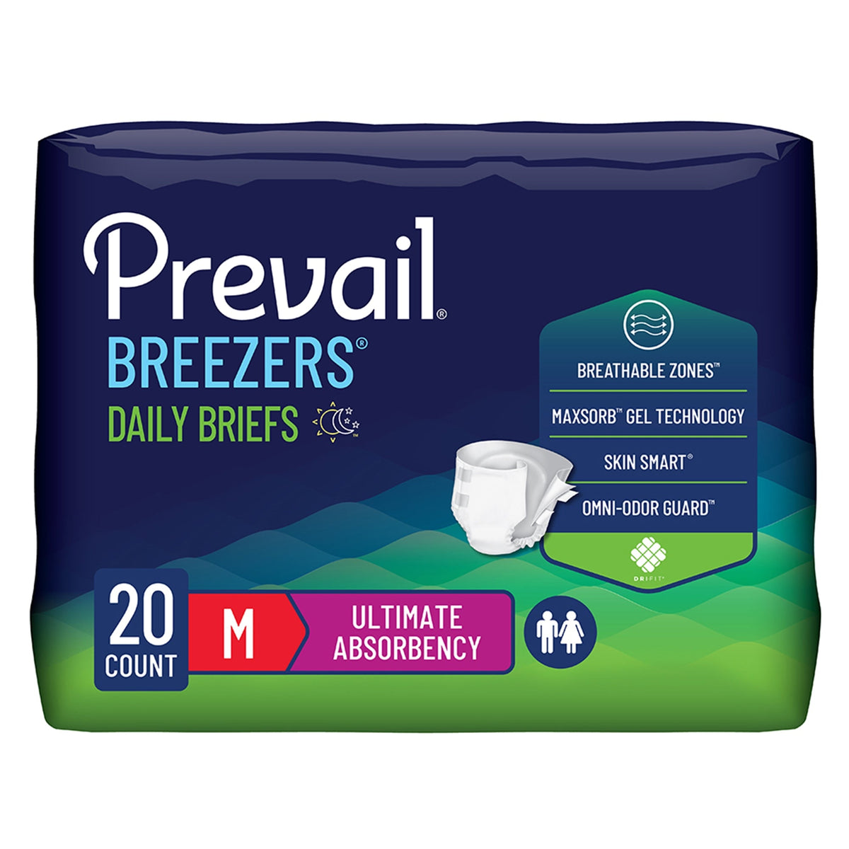 Prevail Breezers Briefs Size Medium - 32" - 44"