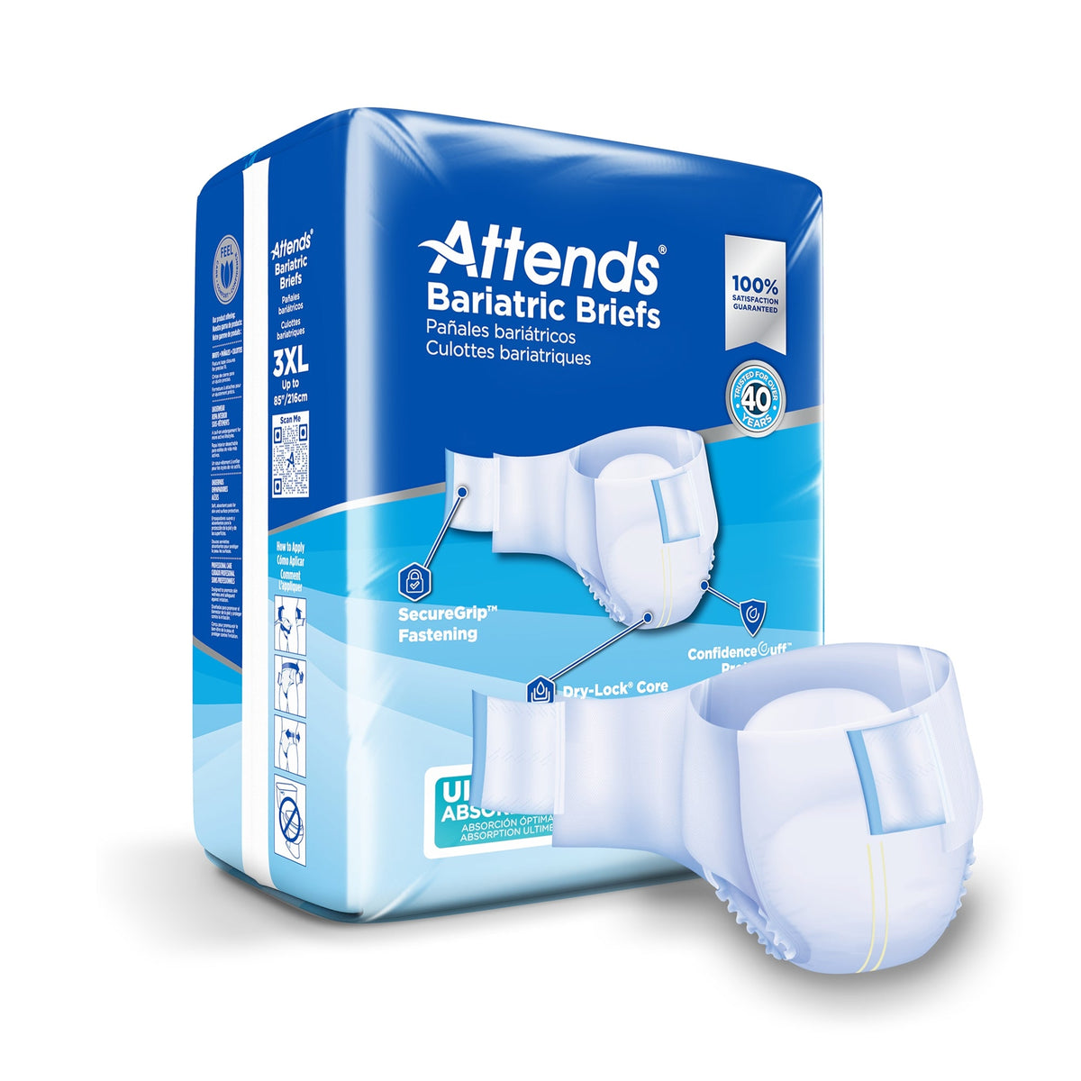 Attends Bariatric Brief Ultimate Absorbency 3X-Large 70" - 85"