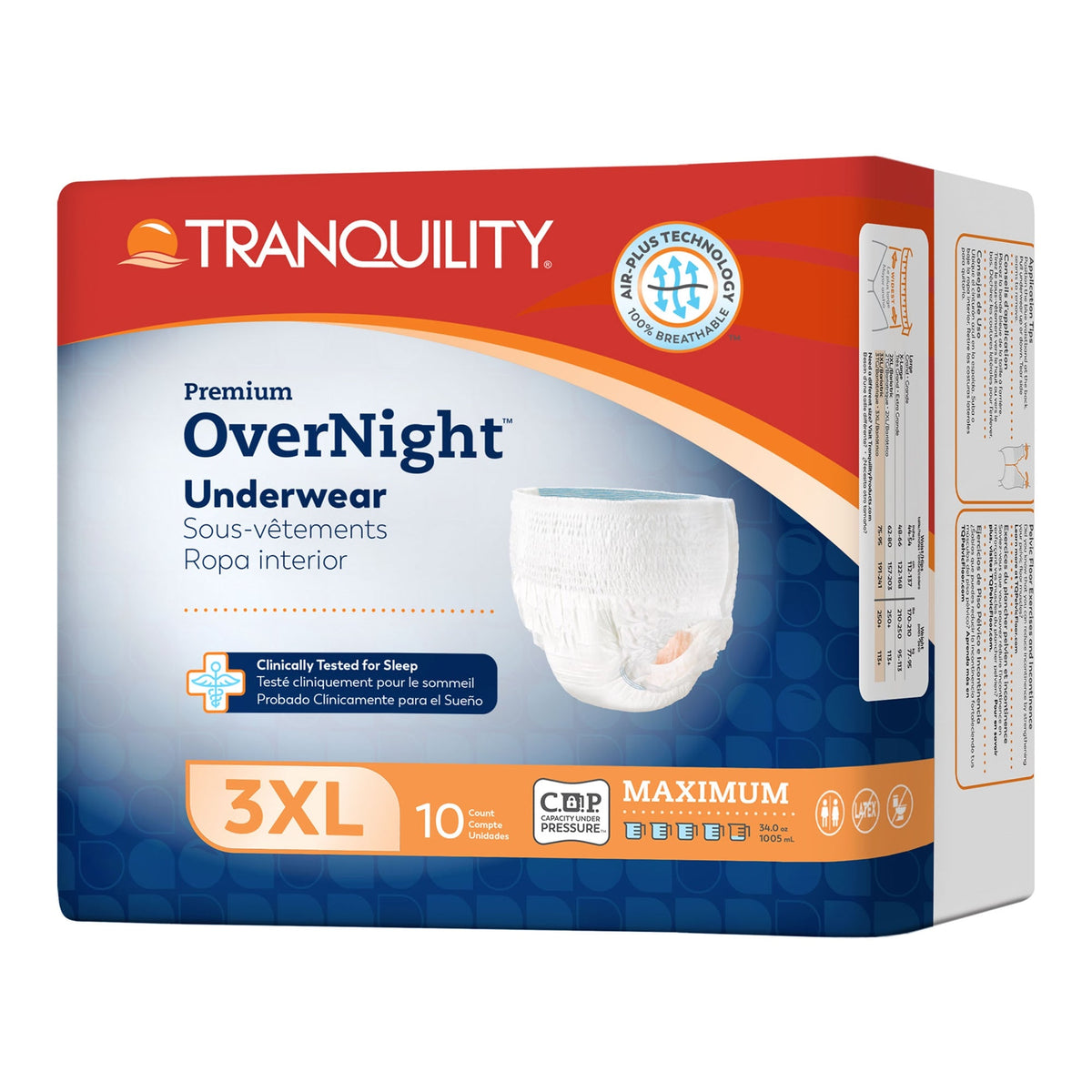Tranquility Premium Overnight Underwear 3X-Large/Bariatric 75" - 95"