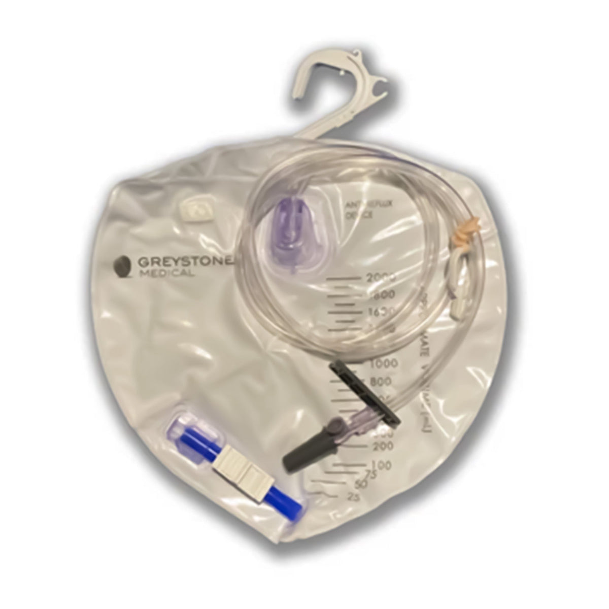 Greystone Urinary Drainage Bag with Integrated Anti-Reflux Device 2000mL