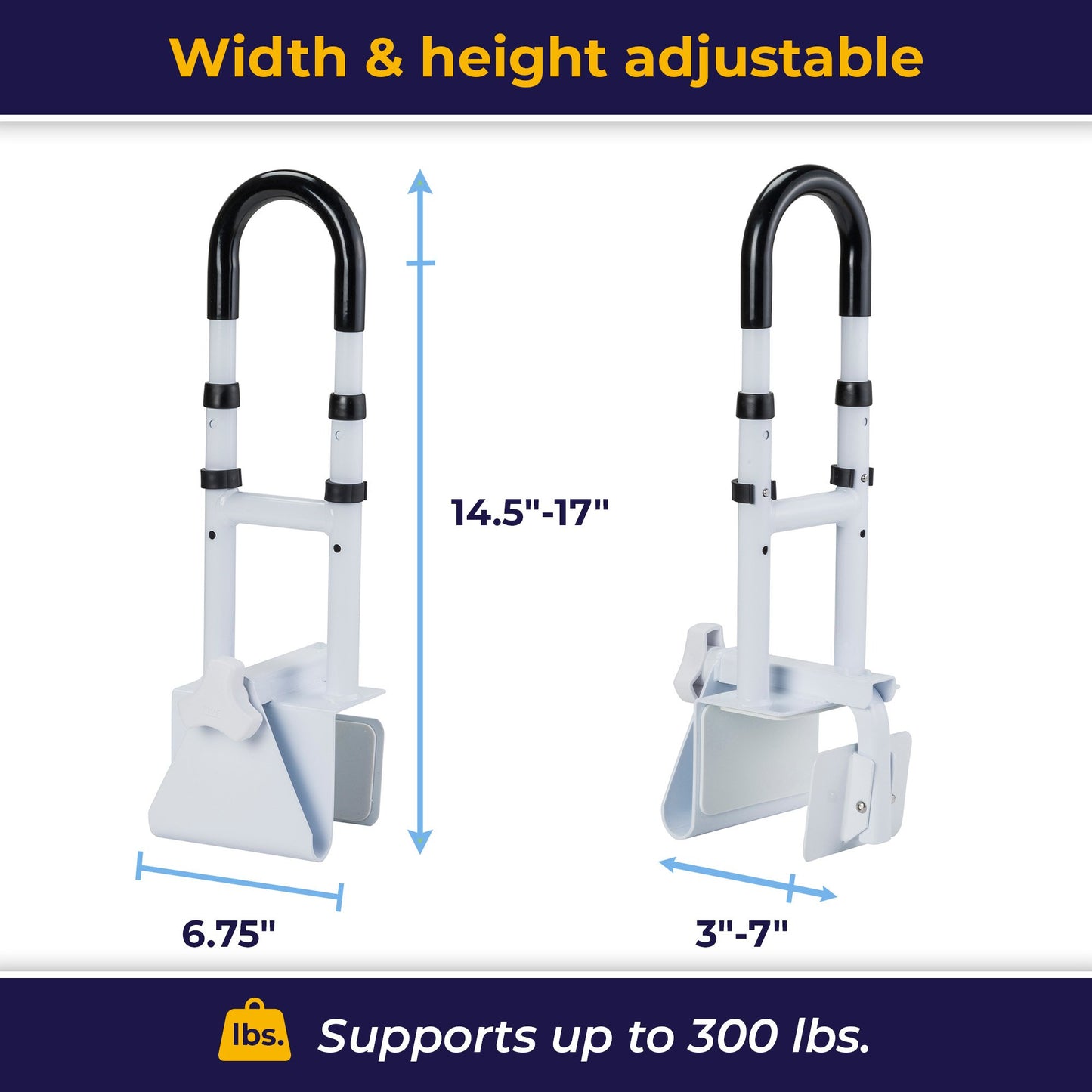Drive™ Clamp-On Tub Rail, White Steel