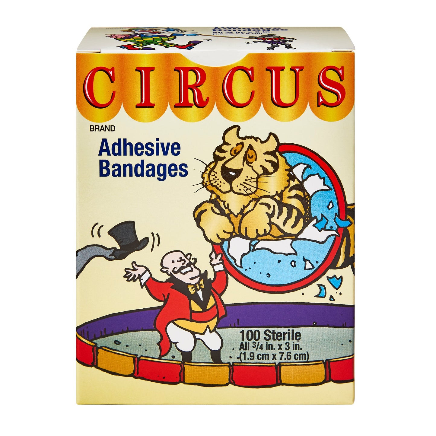 American® White Cross Stat Strip® Circus Kid Design Adhesive Strip, 3/4 x 3 Inch