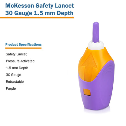 McKesson Pressure Activated Safety Lancets, 30 Gauge