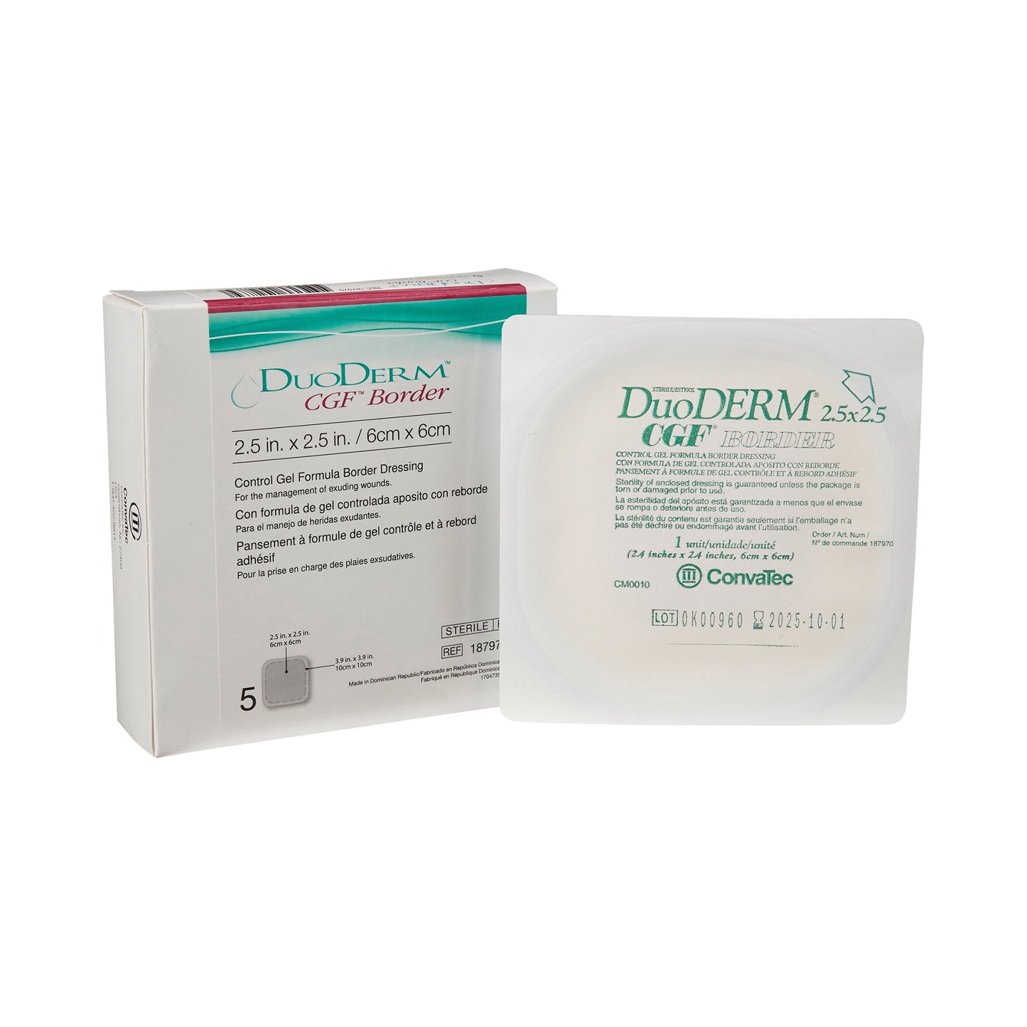 DuoDerm® CGF® Border Hydrocolloid Dressing, 2-1/2 x 2-1/2 Inch