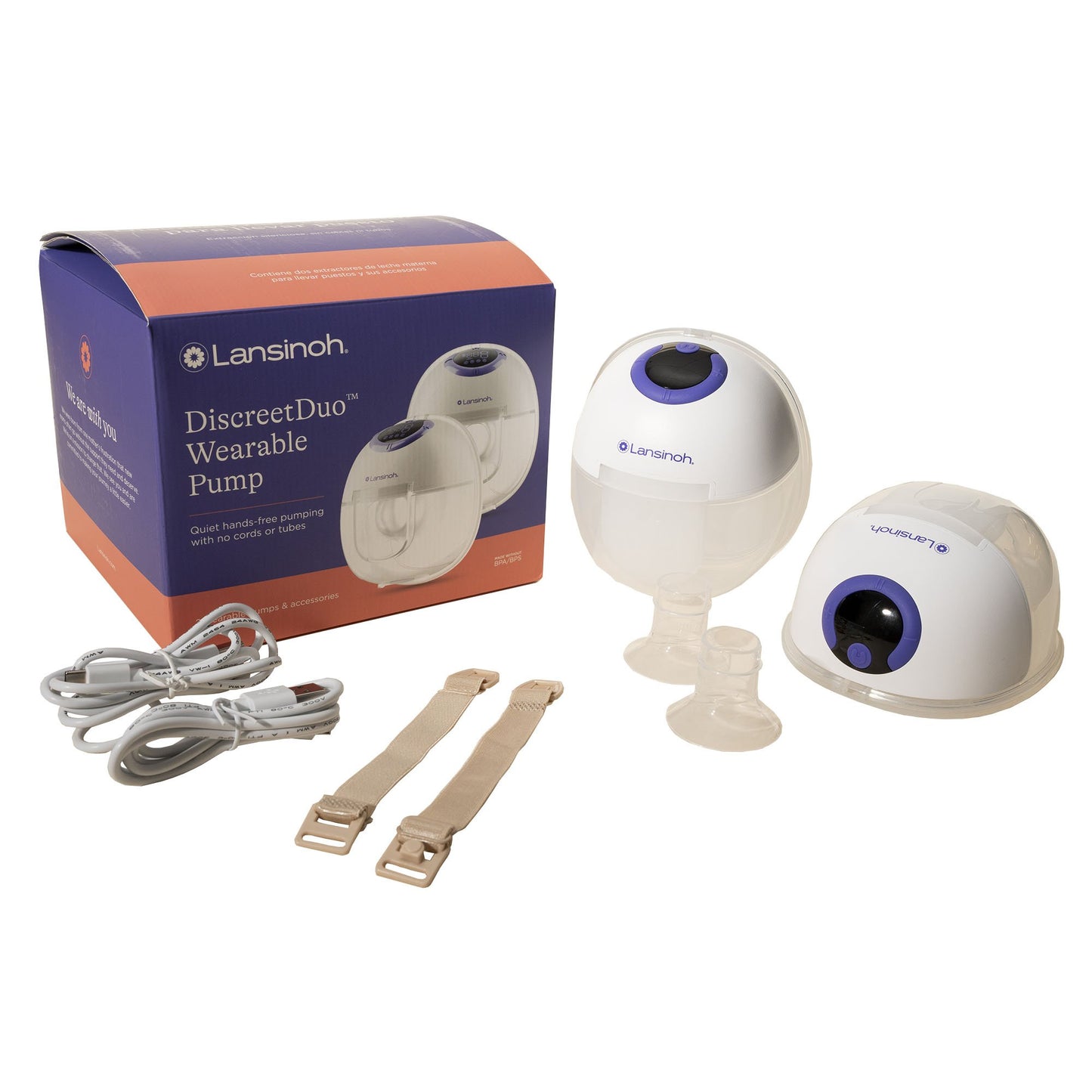 Lansinoh® DiscreetDuo™ Wearable Breast Pump for Quiet Hands-Free Pumping
