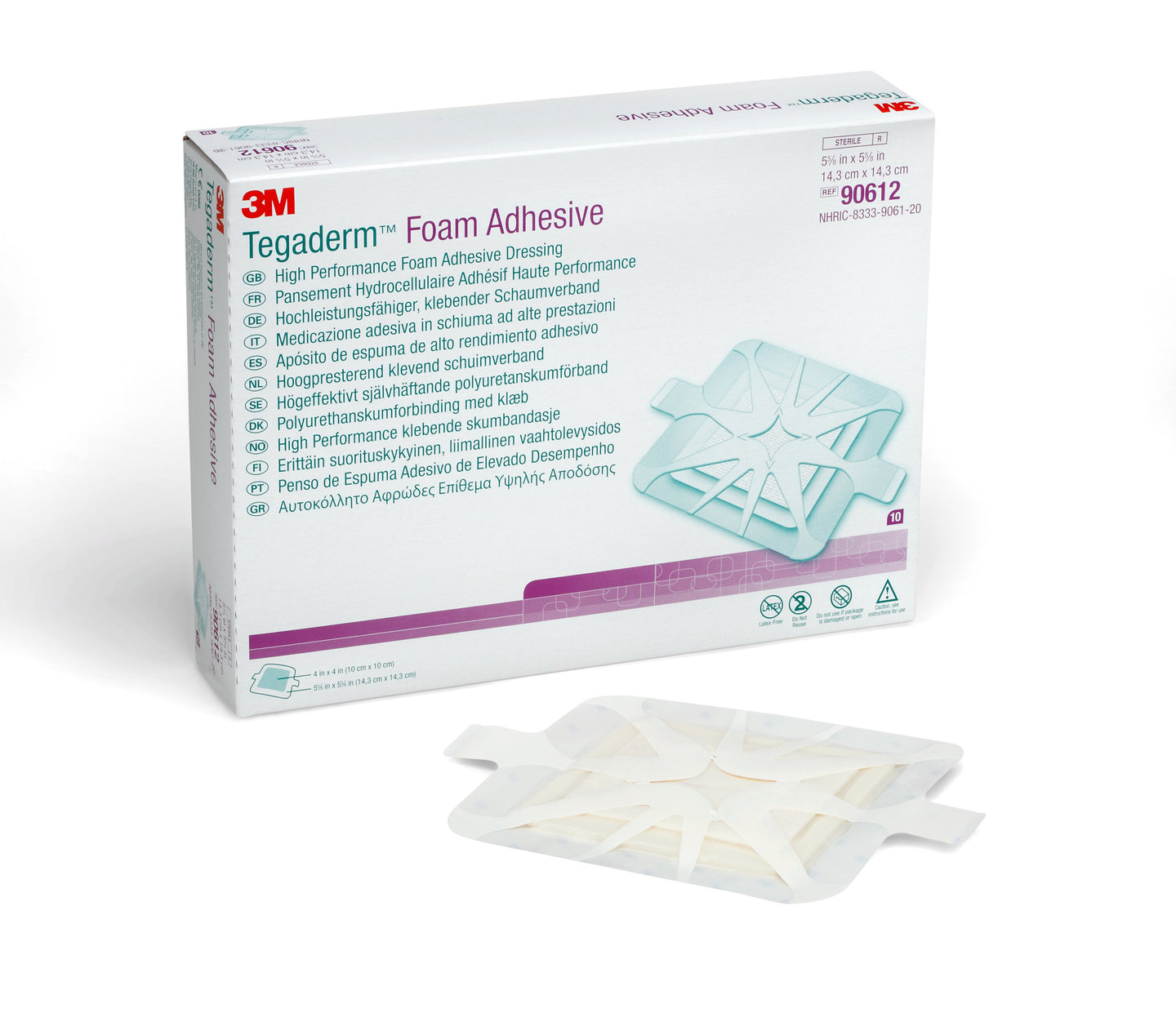 3M™ Tegaderm™ High Performance Adhesive w/o Border Foam Dressing, 14.3 x 14.3 cm