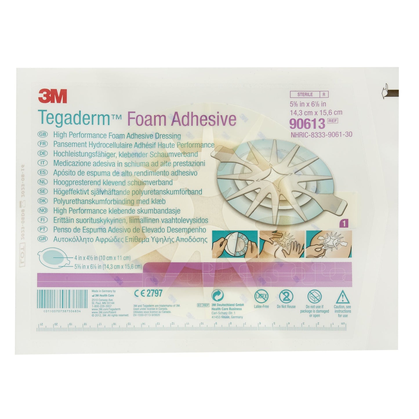 3M™ Tegaderm™ High Performance Adhesive w/ Border Foam Dressing, 14.3 x 15.6 cm