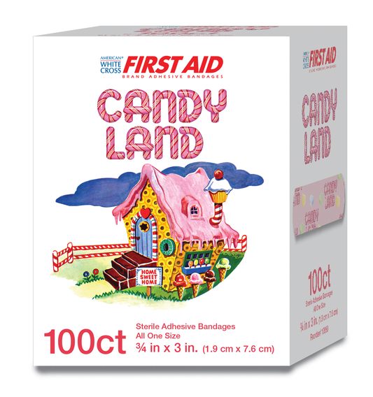American® White Cross Stat Strip® Candy Land Adhesive Strip, 3/4 x 3 Inch