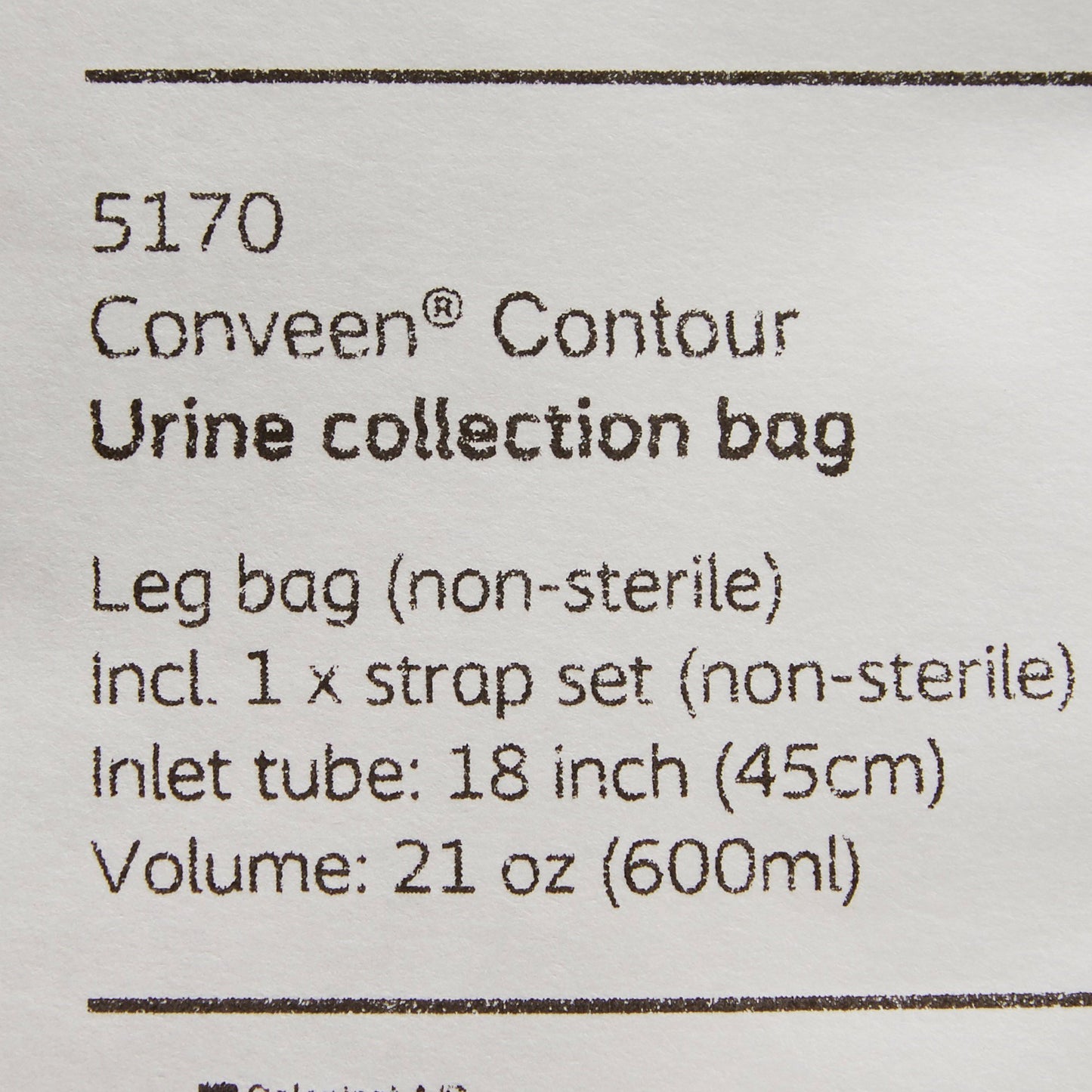 Conveen® Contour® Urinary Leg Bag: Anti-Reflux Valve, Polyethylene/Flocked