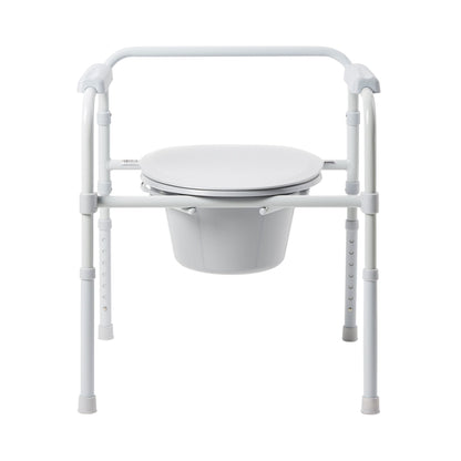 McKesson Folding Fixed Arm Steel Commode Chair, 15-1/2 – 21-3/4 Inch