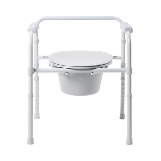 McKesson Folding Fixed Arm Steel Commode Chair, 15-1/2 – 21-3/4 Inch