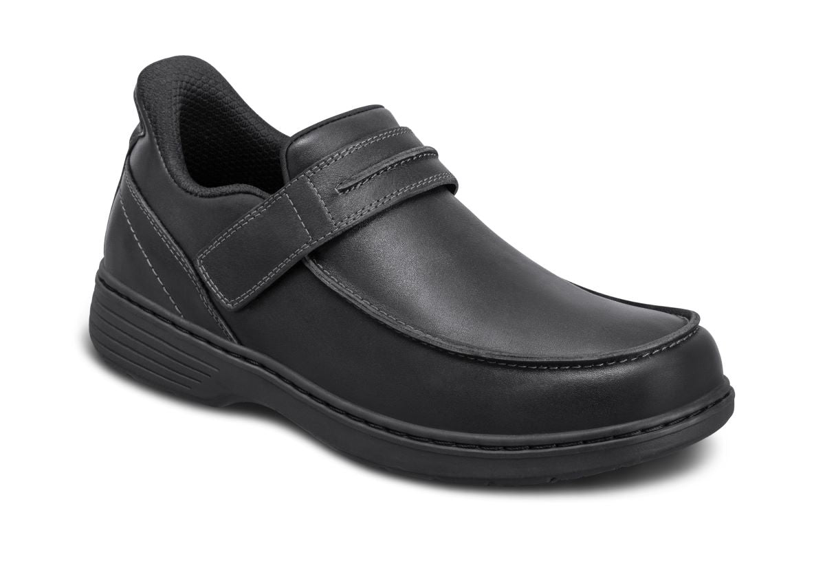 Xavier Men's Hands-Free Slip-On Mocassins, Black, angle view