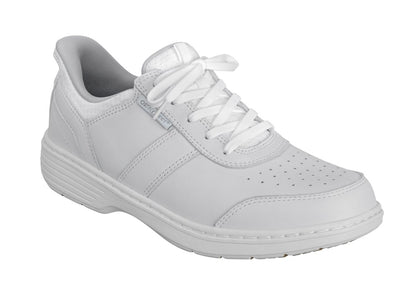 Pierre Men's Hands-Free Leather Sneakers, White, angle view