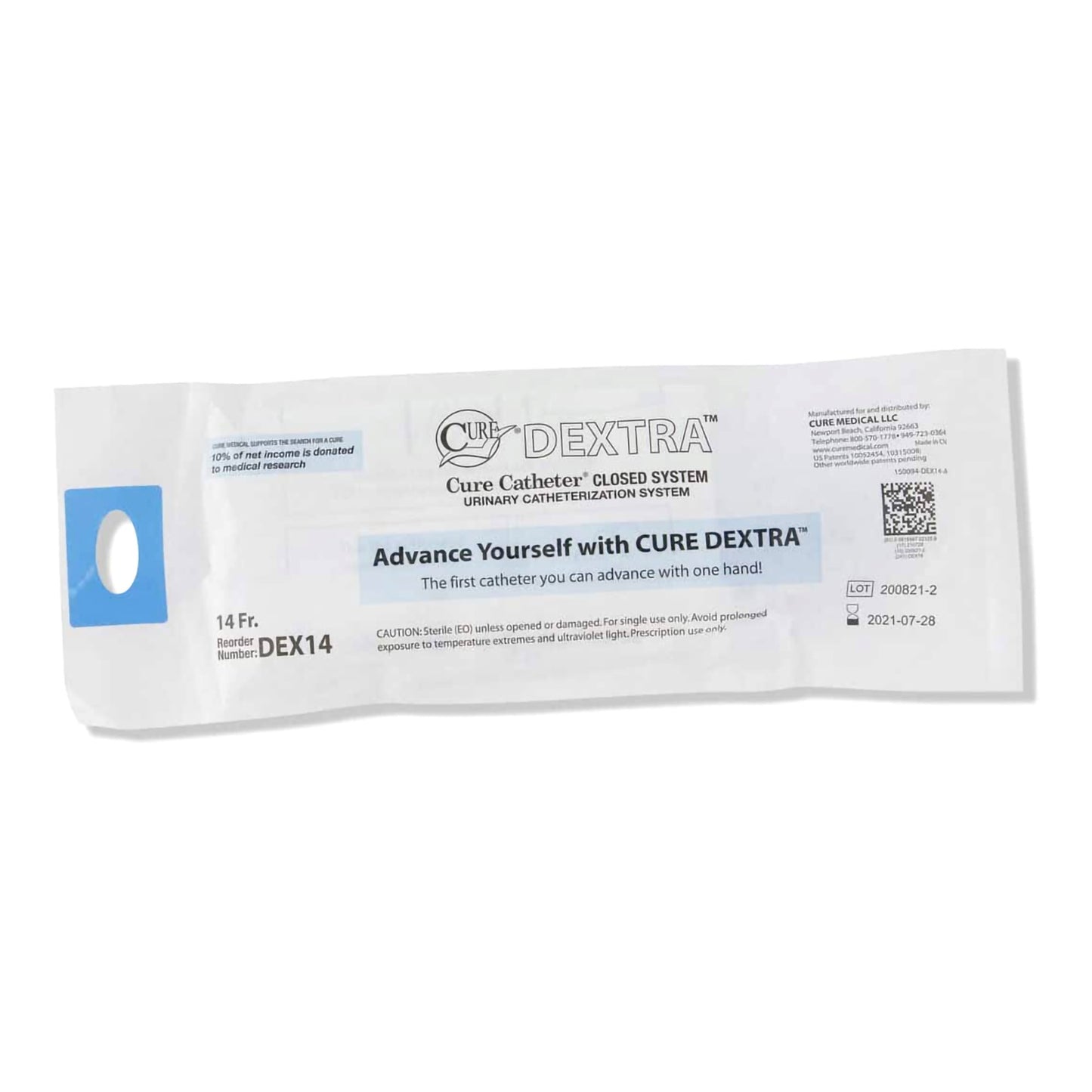 Dextra® Intermittent Closed System Catheter Cure, Straight Tip